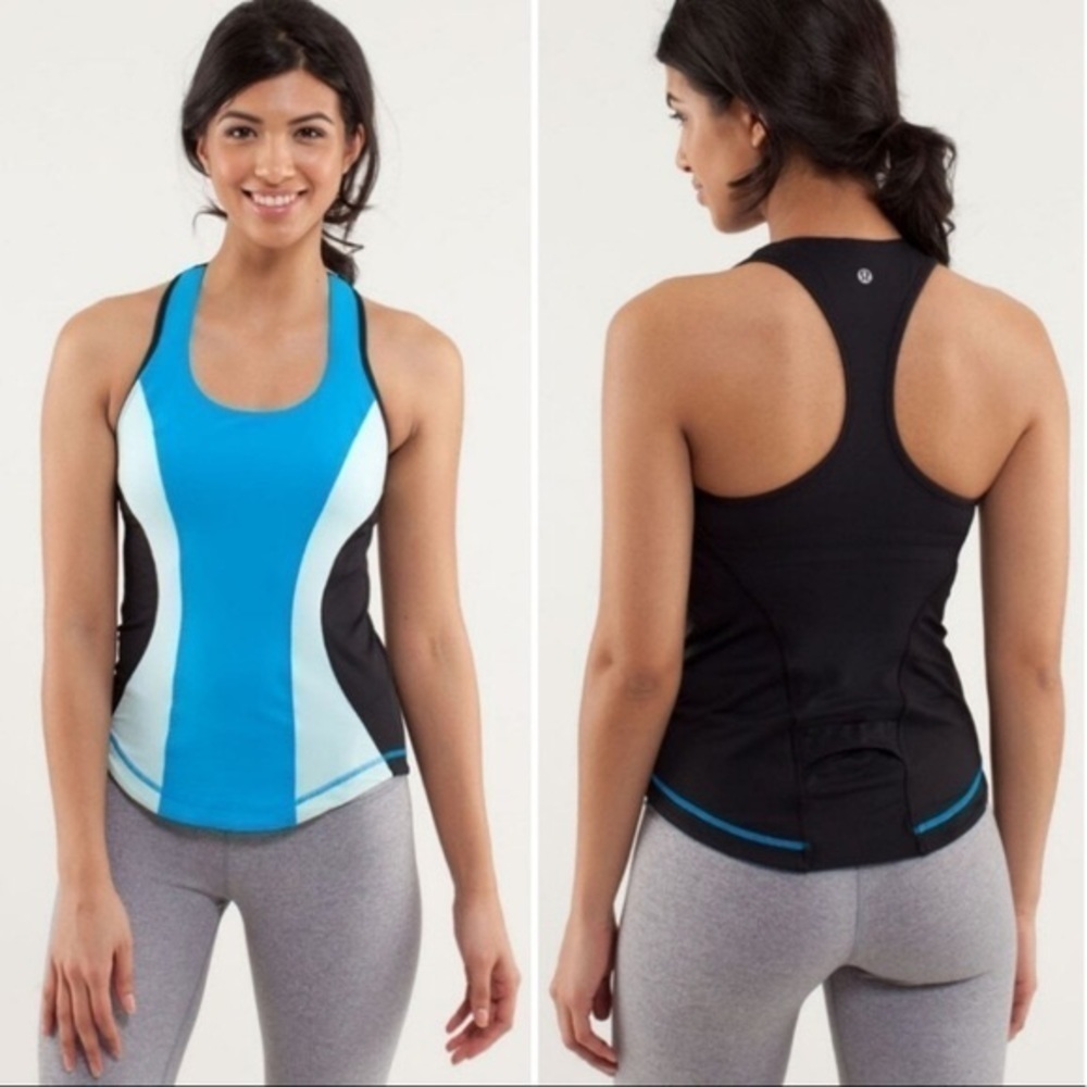 Lululemon Cardio Kick Tank Top Size 6 Blue black